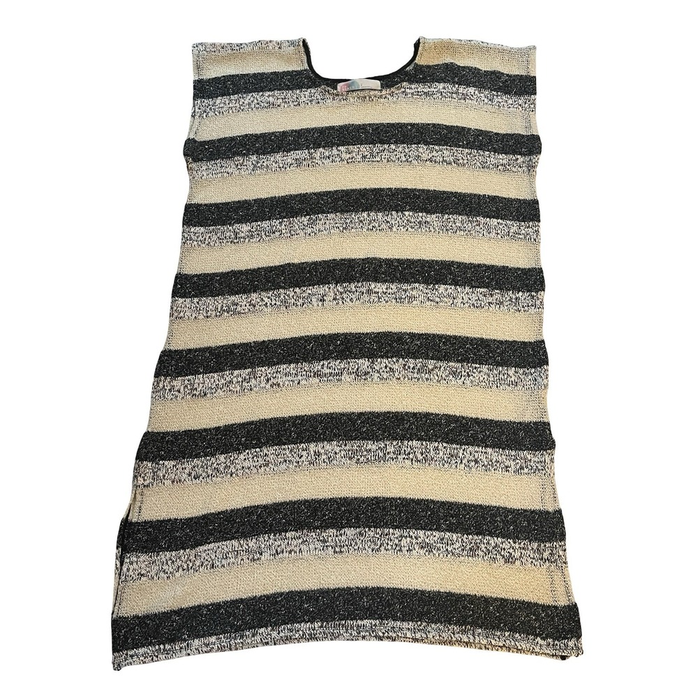 Free People Beach Size L Sleeveless Swim Cover Up Dress Midi Gray White Metallic